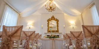 Inside Chichester Harbour Hotel set up for a ceremony.