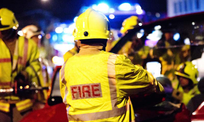 Firefighter at the scene of an accident
