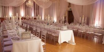 The Queen's Hall set up for a wedding breakfast.