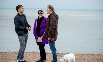 People talking on the beach