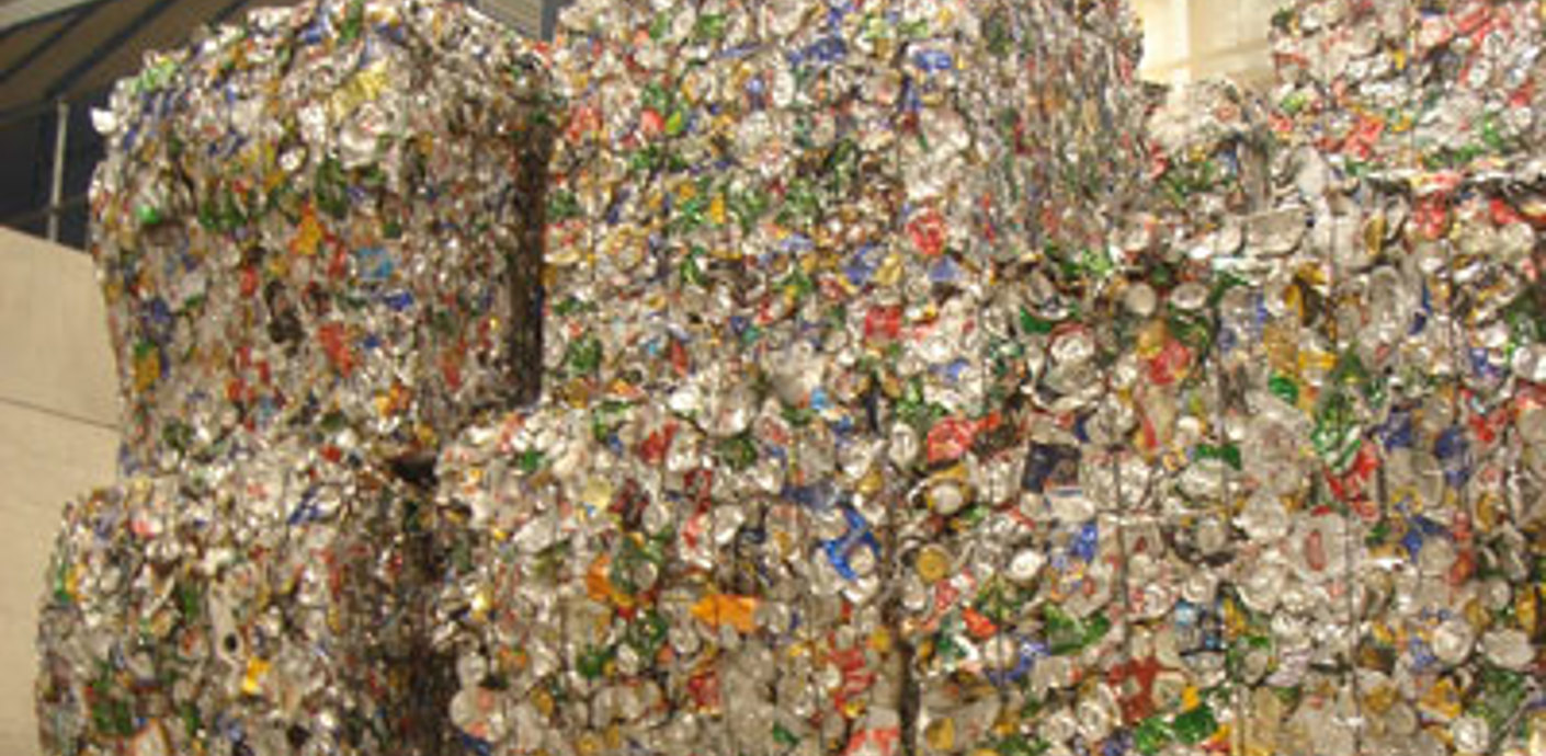 nojs Stacked bales of recycled waste