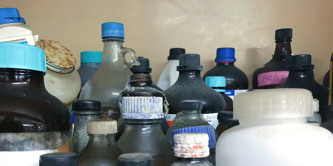 Bottles of acid