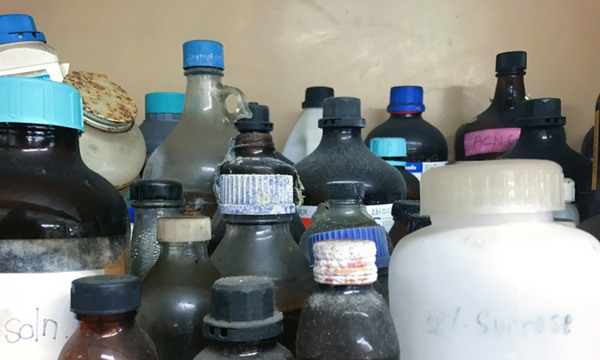 Bottles of acid