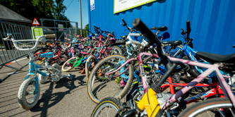 Bicycles at a recycling centre