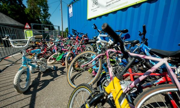 Bicycles at a recycling centre