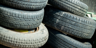 Two piles of tyres