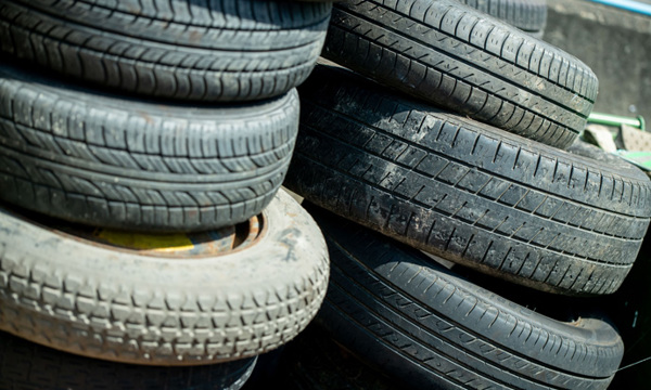Two piles of tyres