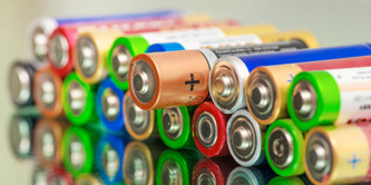 A pile of household batteries