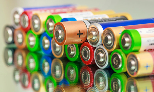 A pile of household batteries