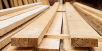 A pile of planks of wood