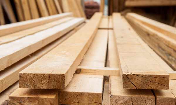 A pile of planks of wood