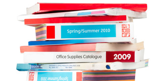 A stack of old catalogues.