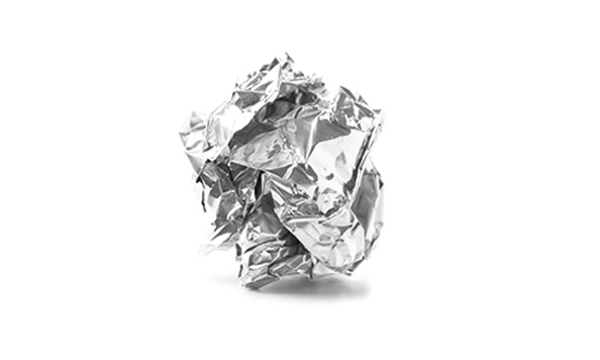 A scrunched up piece of aluminium foil.