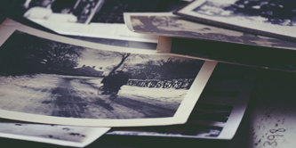 A pile of old photographs.
