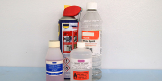 4 containers of flammable chemicals.