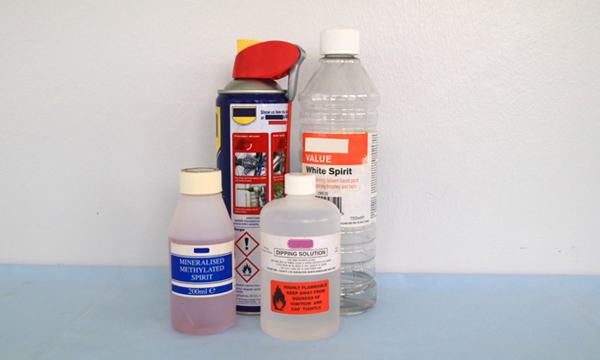 4 containers of flammable chemicals.