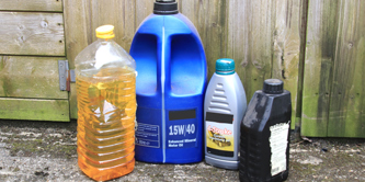 4 bottles of different types of oil.
