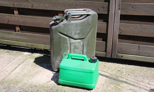 2 jerry cans of petrol.