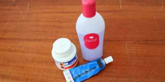 3 types of solvent on a table.