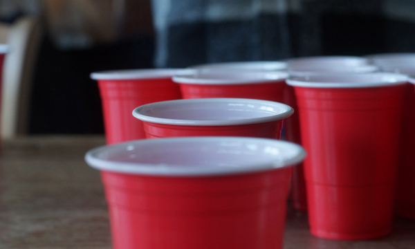 Disposable plastic cups.