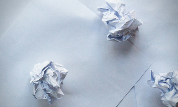 Scrunched and scrap paper.