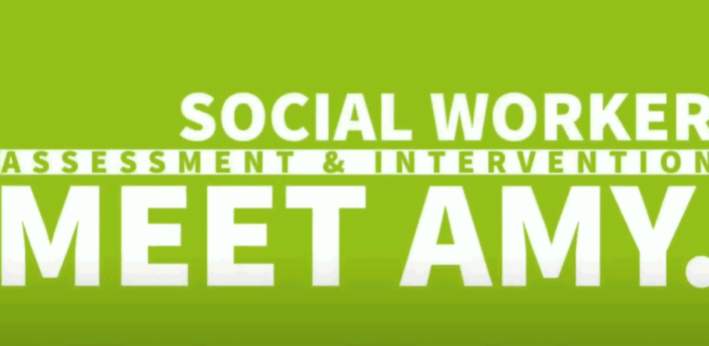 nojs Meet Amy video placeholder with text "Meet Amy - Assessment and Intervention Social Worker"