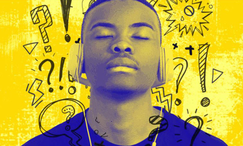 Young man wearing headphones