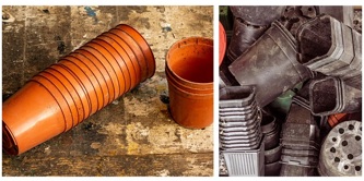 Two images of plastic plant pots