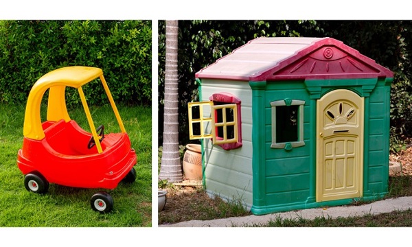 Plastic garden toy car and house