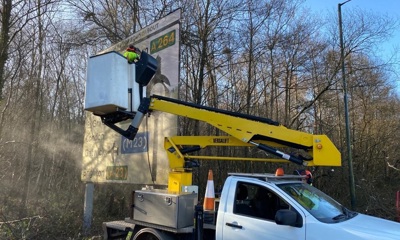 Sign cleaning in progress