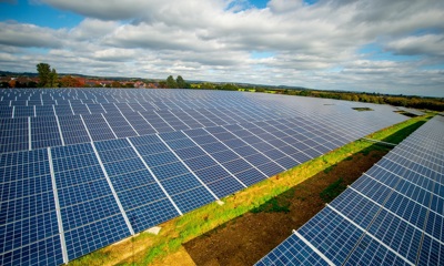 Solar panels in a field