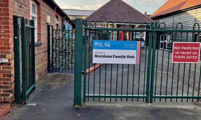 Entrance to the hub from the street