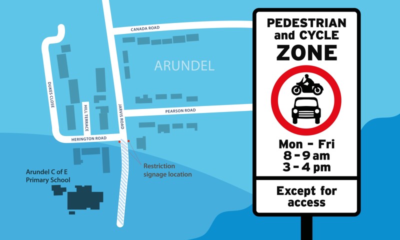 School Streets Trial Scheme outline details and map, Arundel Primary School