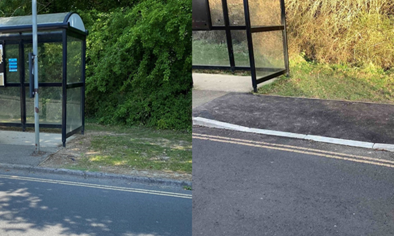 Bus stop in Southwater (before and after)