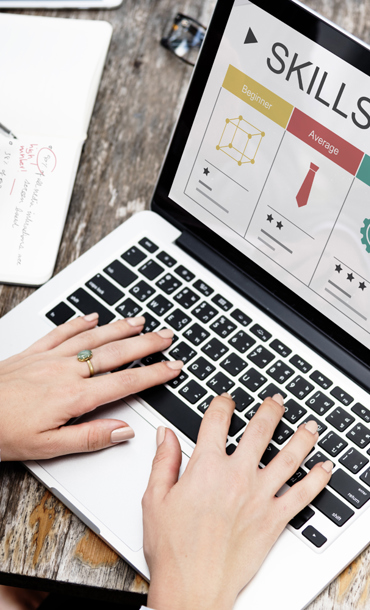 Woman working on a laptop