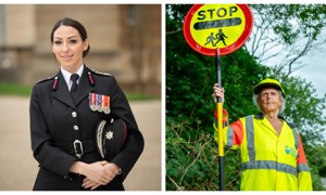 Pictured, left: Sabrina Cohen-Hatton, Chief Fire Officer for West Sussex Fire & Rescue Service (picture by The Duke of Edinburgh's Award / Ian Smithers) and, right, School Crossing Patrol officer Mary Nye (picture by Darren Cool)