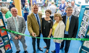 From left Russell Allen, Head of Libraries and Heritage, Paul Marshall, Leader of West Sussex County Council, Sharon Sadler from Storrington & Sullington Parish Council, Deborah Urquhart, Cabinet Member for Environment and Climate Change, and Duncan Crow, Cabinet Member for Community Support, Fire and Rescue.