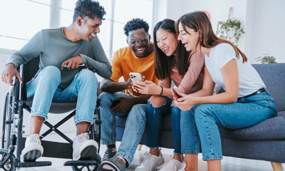 Group of young people laughing